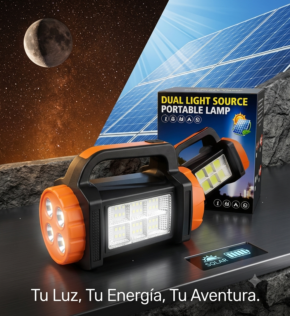 Linterna Multifuncional Solar y Eléctrica