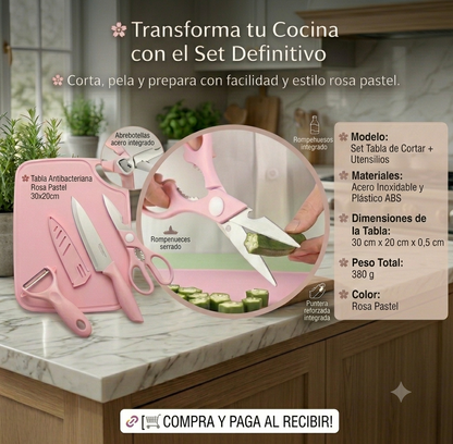 Set de cocina Rosa, Master Chef, 5 en 1.