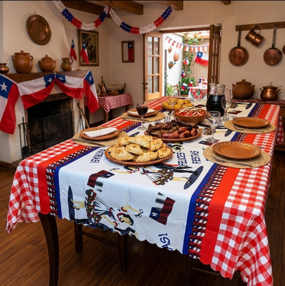 "Kit Oficial de Fiestas Patrias" (MANTEL+6 FUNDAS SILLA).