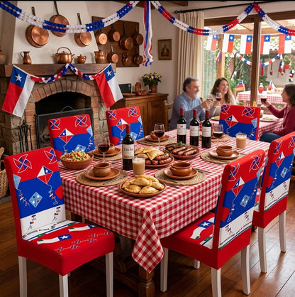 "Kit Oficial de Fiestas Patrias" (MANTEL+6 FUNDAS SILLA).